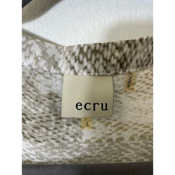 Ecru Sheer White Snakeskin Print Shirt Sz S - Picture 2 of 3